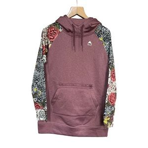 Burton Women’s Oak Pink Floral Cheetah High Neck Long Hoodie Sweatshirt, Medium